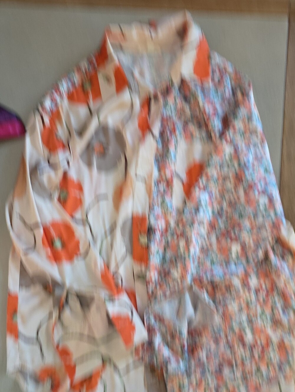 entro Girls' Floral Mix Button-Up Shirt - Orange & White